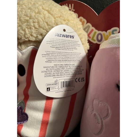 Squishmallows Arnel the Popcorn & Poodle the Soda Can Valentine's Plush Duo 8” - Picture 7 of 8